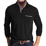 Mens Fashion Polo Shirts Cotton Classic Long Sleeve