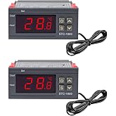UMLIFE 2 Pack STC-1000 AC 10A 110V-220V All-Purpose Digital LED Temperature Controller Heating Cooling Thermostat 2 Relays Output with NTC Sensor Probe