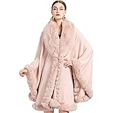 Obosoyo Ponchos for Women Shawls and Wraps Evening Dresses Faux Fur Collar Cloak Cape Pashmina