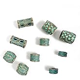 10Pcs Viking Hair Accessories Runes Tube Beads for Braids Dreadlock,Metal Beard Clips Rings Cuffs Braiding Ornaments Decoration Jewelry Bracelets Pendant Necklace DIY