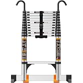 Telescoping Ladders,10.5 FT Telescopic Ladder with Triangle Stabilizers and Non-Slip Feet,Portable Collapsible Extension Ladder for Home,RV,Outdoor Work,330lbs Max Capacity (10.5FT/3.2M)