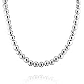 Savlano 925 Sterling Silver 8MM Handmade Bead Ball Strand Chain Necklace For Women - Made in Italy Comes With a Gift Box