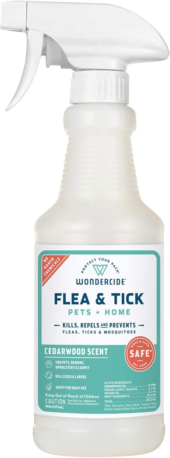 Wondercide Natural Products - Flea, Tick and Mosquito Control Spray for Dogs, Cats, and Home - Flea and Tick Killer, Prevention, Treatment - Eco-Friendly and Family Safe