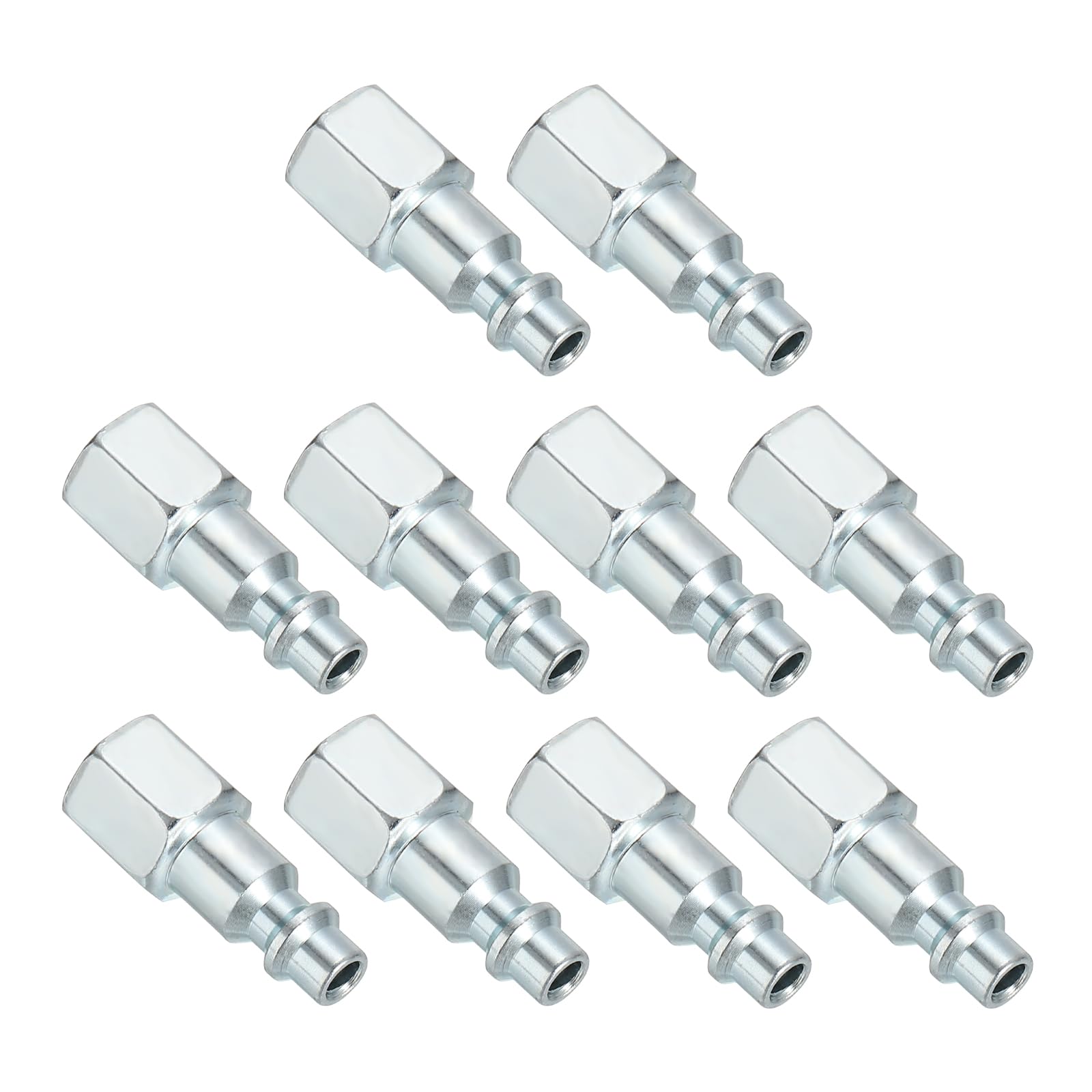 PATIKIL 1/4" Air Fittings Steel, 10Pcs 300PSI Air Female Plug Compressor Connect Fittings for Automotive Industry Air Compressors Mechanical Engineering, Silver