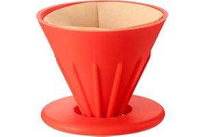 Ailelan Collapsible Coffee Dripper Pour Over Coffee Filter, Portable Camping Coffee Maker Cone, Reusable Silicone Pour Over Coffee Filter Holder for Home, Travel, Office, Hiking, Backpacking(Red)