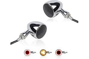 FACAILAHA Universal Rear Bullet Chrome LED Turn Signals 12V Motorcycle Brake Running Lights UTV Tail Lights Compatible with Honda Bobber Harley Softail Heritage Yamaha Triumph Kawasaki KTM