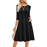 GRACE KARIN Women Summer Dresses 2026 Casual 3/4 Sleeve Dress A Line Fit and Flare Midi Dress with Pockets