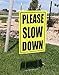 4 Pack 12x18 Please Slow Down Lawn Signs with H-stakes