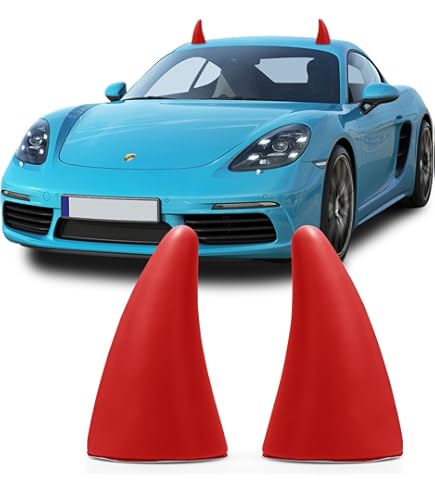 2PC 3D Devil Horns Car Stickers - Red Anti-Collision Bumper Decals For Halloween & Everyday