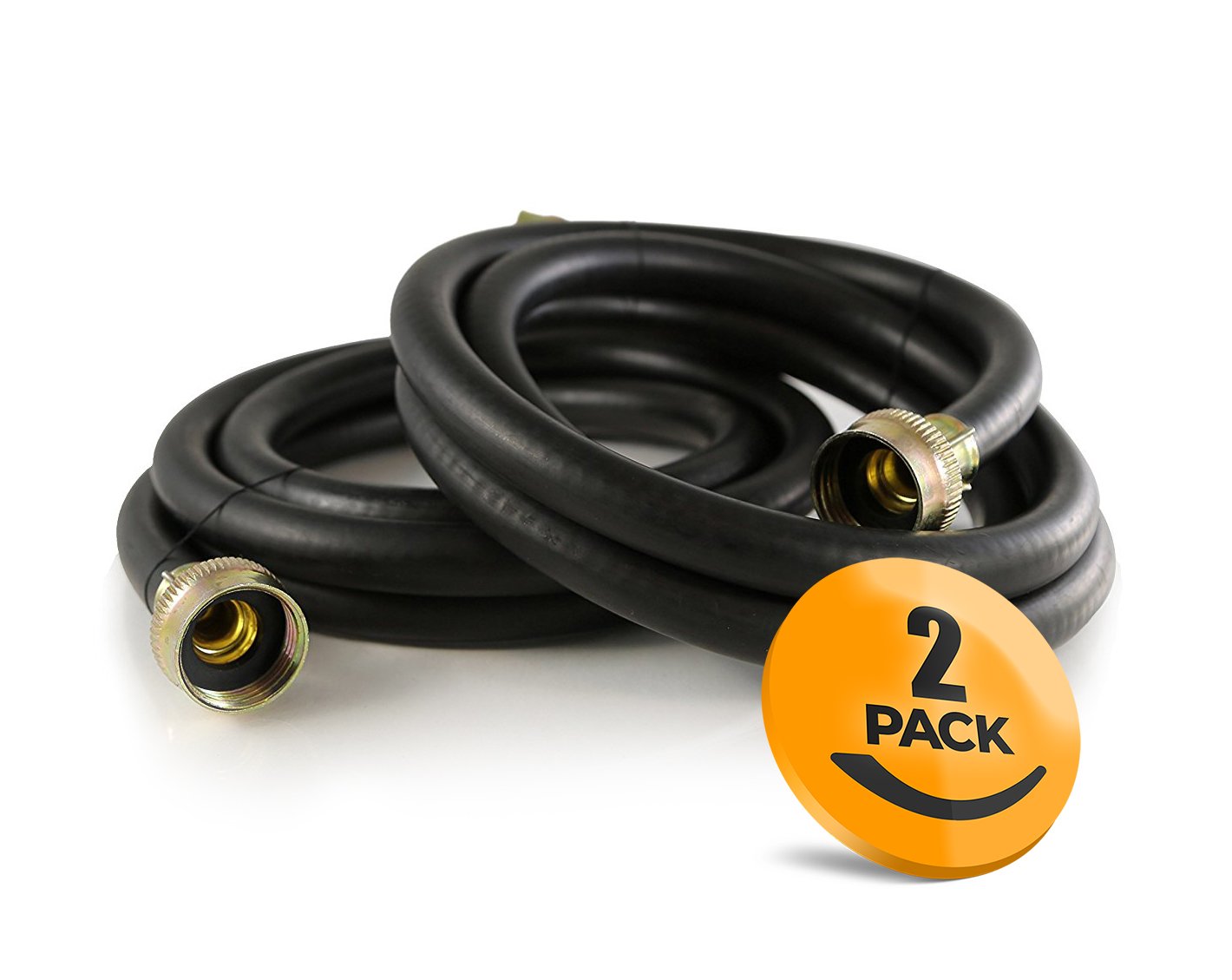 Photo 1 of K&J Premium 6ft Washing Machine Hoses Burst Proof - Hot and Cold Water Supply Hoses for Washing Machines (Rubber)