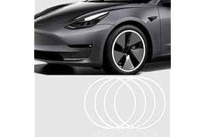 GrJyls Automotive ABS Wheel Rim Protector - Covering The Entire Rim of The Wheel hub - Strips for Curb Rash Prevention- Wheel hub Ring for Cars, Trucks, Tesla- Set of 4 (White, 21')