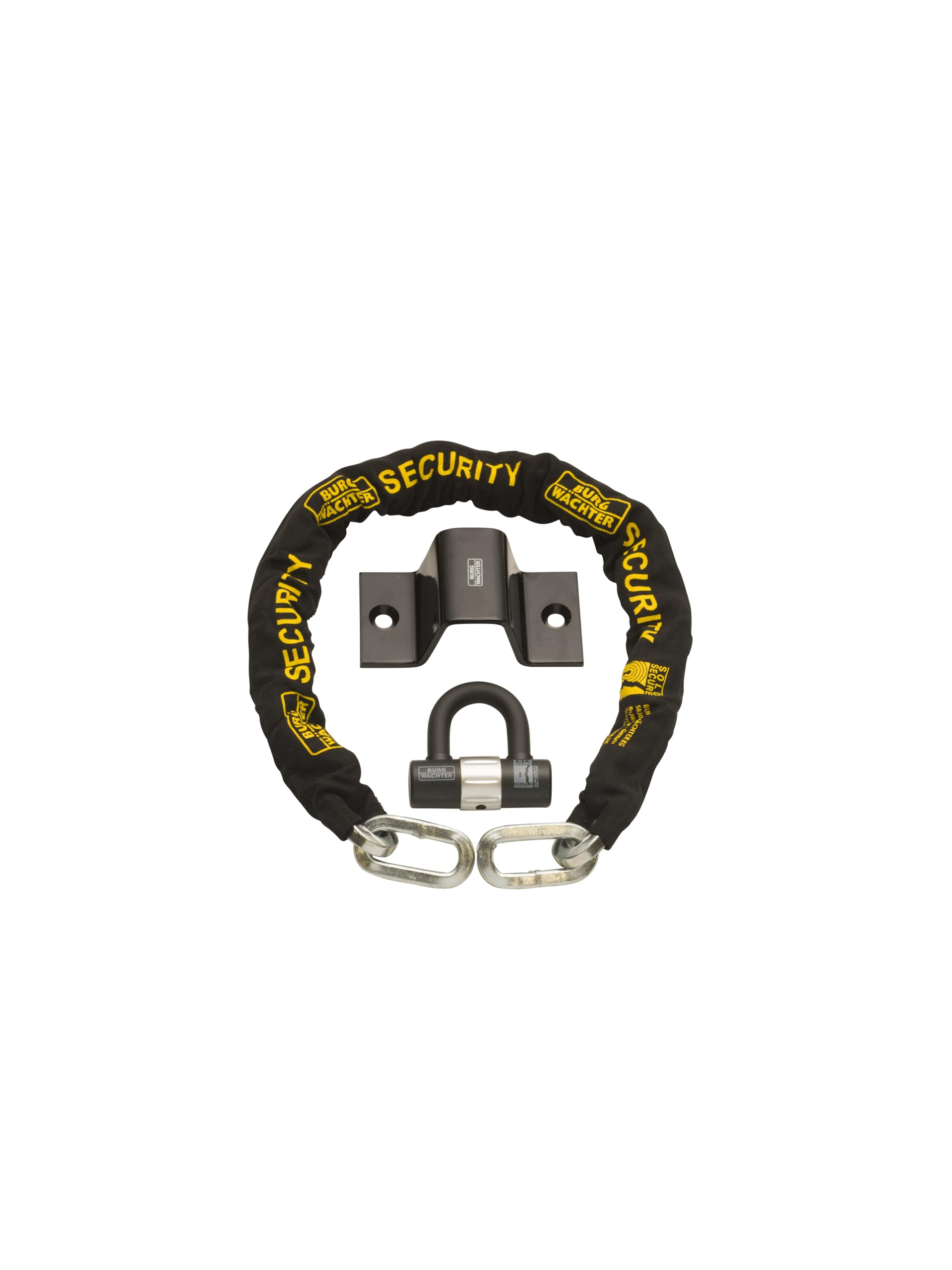 Burg-Wachter 1M 12mm Sold Bike Security Chain Ground Anchor Diamond Lock, Black