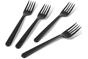 PlasticPro 50 Pack Heavy Weight Plastic Forks Black Disposable Forks Plastic Cutlery Set