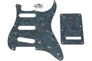 KAISH 11 Hole ST/Strat Style SSS Pickguard with ST Back Plate Tremolo Trem Cover for USA/Mexico Stratocaster/Strat Abalone Pearl