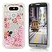 LG G5 Case, Liquid Glitter Case Bling Sparkle Shiny Flowing Moving Pink Love Hearts Cover Clear Ultra Slim Protective TPU Bumper with Stylus Pen Plug Dust for Girl ZSTVIVA - Red Rose Flowers