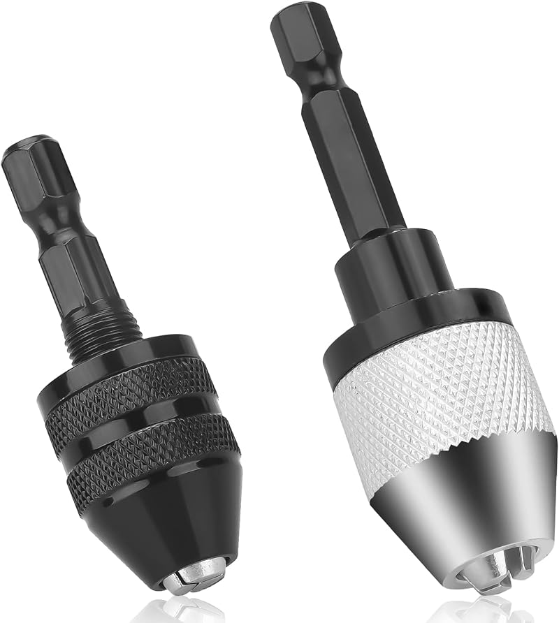 EEEKit Keyless Drill Chuck Conversion Tool 2Pcs 1/4 Hex Shank Adapters