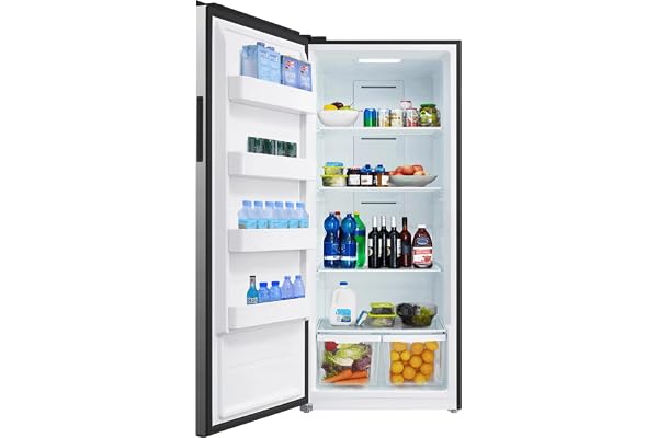 SMETA 21 Cu. Ft Freezer Upright, Stand Up Convertible All Refrigerator with Glass Shelves, Frost Free, Energy Saving, Led Light, Deep Tall Freezers Freezerless for Garage, Kitchen, Home, Office