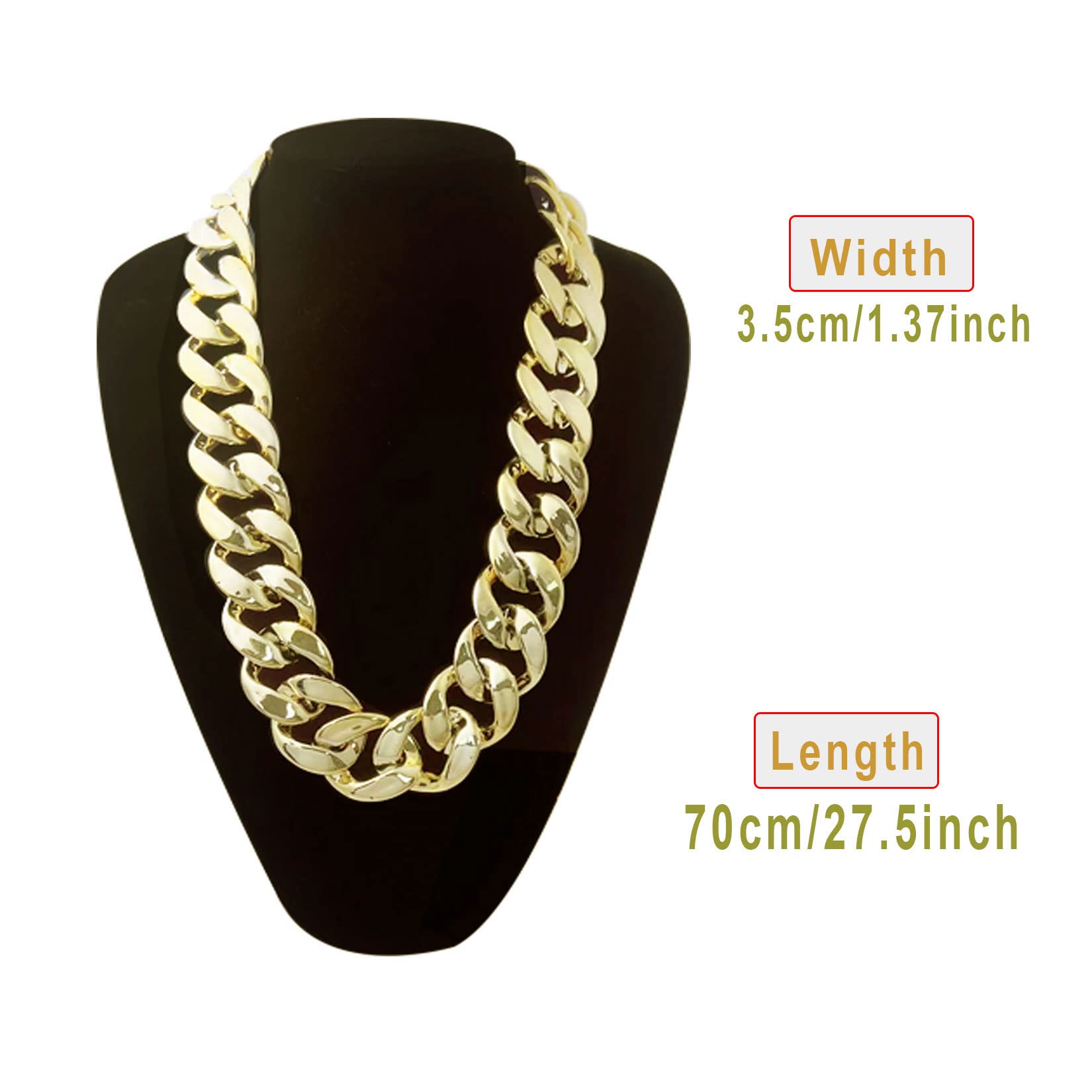 Markeny Men's Chunky Necklace, Rapper Fake Gold Chain 90s Hip Hop Fake Gold Necklace Costume Accessory (27.5 Inches*1.37inches)