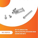 Vwoqiy 345 Pcs M5 Screw Set Pan Head Bolts Nuts Washers Galvanized view 4