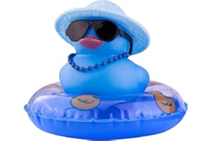MuMyer Car Rubber Duck Ornaments Colorful Duck Car Dashboard Decorations Accessories with Mini Sunglasses Swim Ring Sun Hat and Color Necklace(CC14)