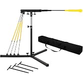 Baseball Softball Swing Trainer with 4 Power Bands, 31-43 In Adjustable Baseball Hitting Trainer with 3 Ground Nails, Carry Bag. Baseball Training Equipment Improve Power, Speed, Coordination