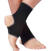 NEOTech Care Ankle Support Sleeve (1 Pair) - Open Heel, Light, Elastic &amp; Breathable Knitted Fabric - Medium Compression - For Men, Women, Kids - Right or Left Foot - Black Color (Size S)