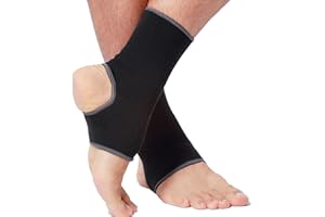 NeoTech Care Ankle Support Sleeve - Open Heel, Light, Elastic & Breathable Knitted Fabric - Medium Compression - For Men, Women, Kids - Right or Left Foot (Black Color, Size M, 1 Pair)