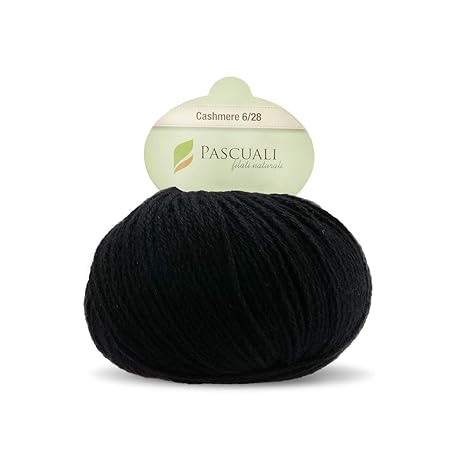 Pascuali Kaschmirwolle zum Stricken, Cashmere 6/28, 25 g, Wolle Schwarz 516