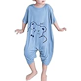Umeyda Little Baby Boys Footless Pajamas Modal Short Sleeve Romper Jumpsuit Sleep and Play