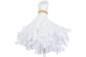 DASSNANE 7 Inch 1000 Pcs Nylon Hang Tag String with Plastic Lockers,Snap Lock Pin Loop Fastener Hook Ties Tag Strings,Easy and Fast to Attach for Clothes Tags,Price Tags,Shoes Snap Lock,Luggage Label(White)