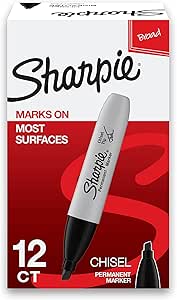 Amazon.com: Sharpie 38201 Permanent Markers, Chisel Tip, Black, 12 ...