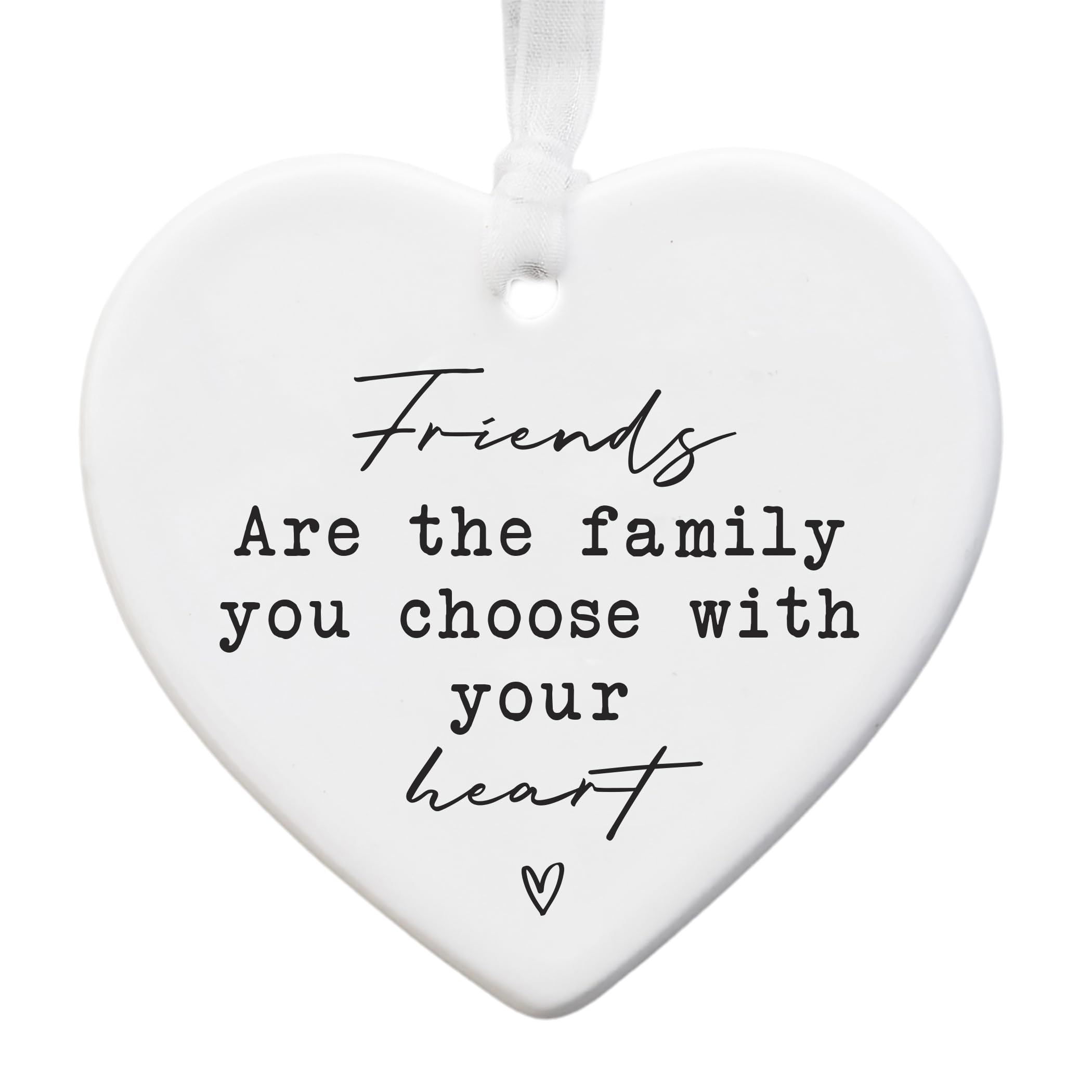 Friendship Ceramic Heart Keepsake – Friends Are the Family You Choose Gift – Best Friend Hanging Ornament
