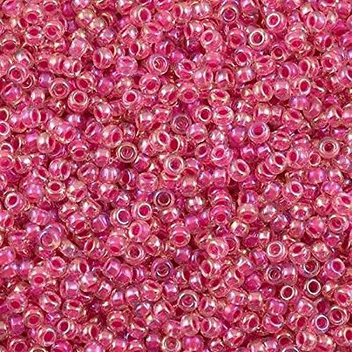 HOT PINK LINED CRYSTAL AB MIYUKI SEED BEADS APPX 22GM TUBE 6/0 Round