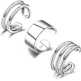 CHIC & ARTSY 925 Sterling Silver Ear Cuffs for Women, Non Piercing Clip On Cartilage Cuffs, Adjustable Fake Conch & Helix Earrings, Gold Plated & Oxidized Various Styles