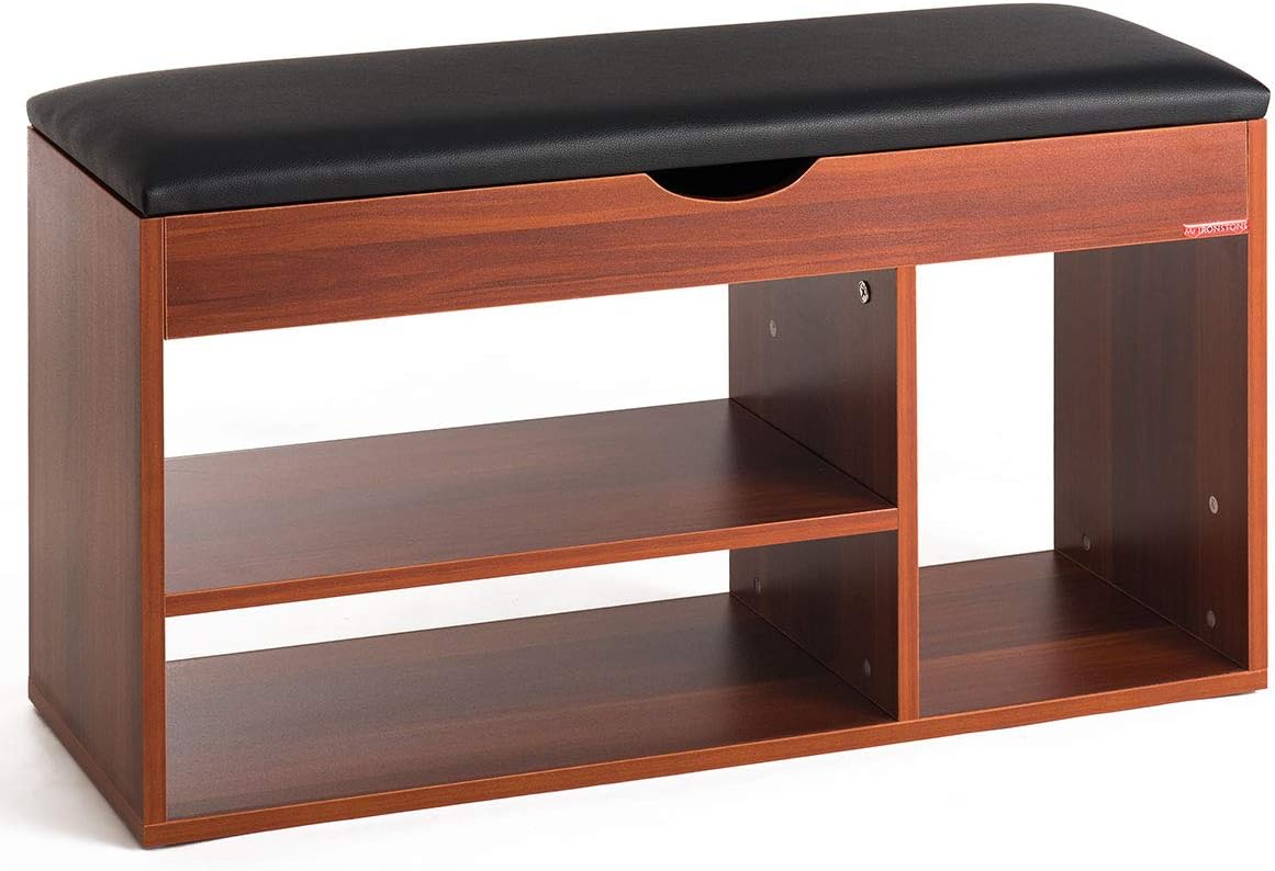 Mr IRONSTONE Shoes Bench Boot Organizing Upholstered Shoe Rack Entryway Storage, 2-Tier & 1- Hidden Compartment: Kitchen & Dining
