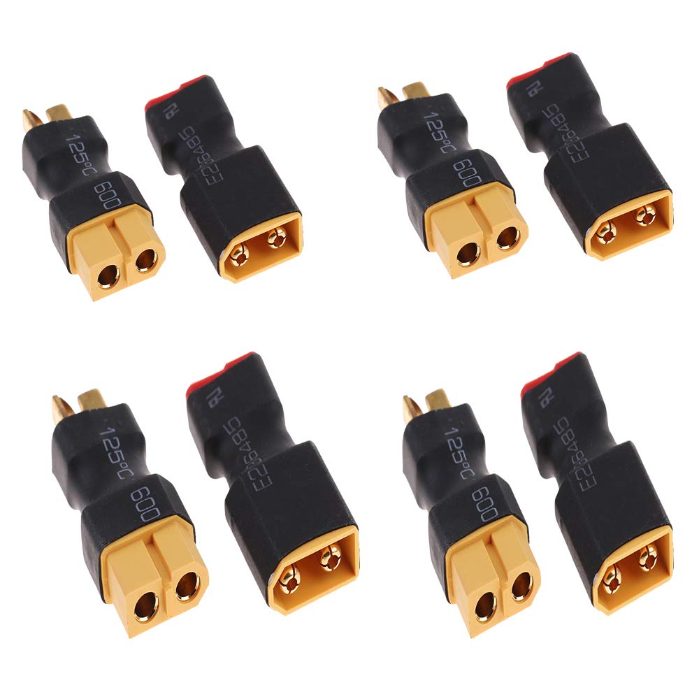 Yiqigou 4 Pairs No Wires Deans Plug T Male Female Plug Connector to XT60 XT-60 Male Female Plug Connector Conversion Adapter