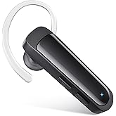 Bluetooth Headset Wireless Earpiece HD Hands Free Headphones with Microphone Lightweight Single Ear Earphones with Mute for iPhone Samsung Android Cell Phone PC Laptop TV Work Office Driving Business