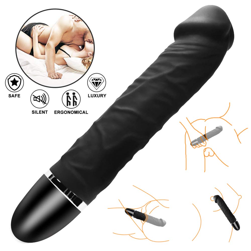 Vibratoren für Sie, Klitoris und G Punkt Stimulation, AV-Vibrator Silikon Massagestab für Frauen Sex-Spielzeug, Wasserdicht, Schwarz