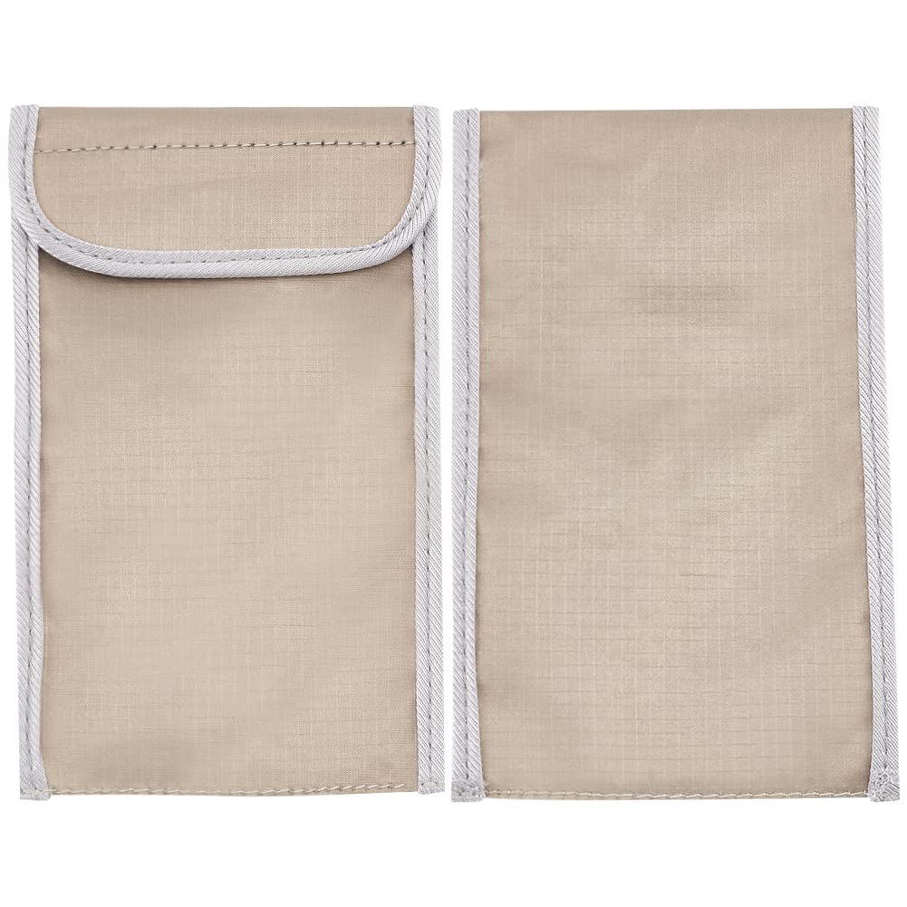 OLYCRAFT 2pcs Anti Radiation Cell Phone Sleeve 5mm Thick Security Pouch Faraday Bag 5G GPS EMF RFID Signal Blocking Bag Shielding Pouch for Phone Electronic Devices Wallet Protection Silver 11x18.5 cm