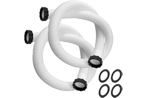 QSBON 29060E Pool Pump Hose, Pool Hoses for Above Ground Pool, Diameter 1.5 inch Pool Hose Replacement, Compatible with Intex/Coleman/Bestway Filter Pumps, Sand Filters & Saltwater Systems, 59" -2Pcs, White