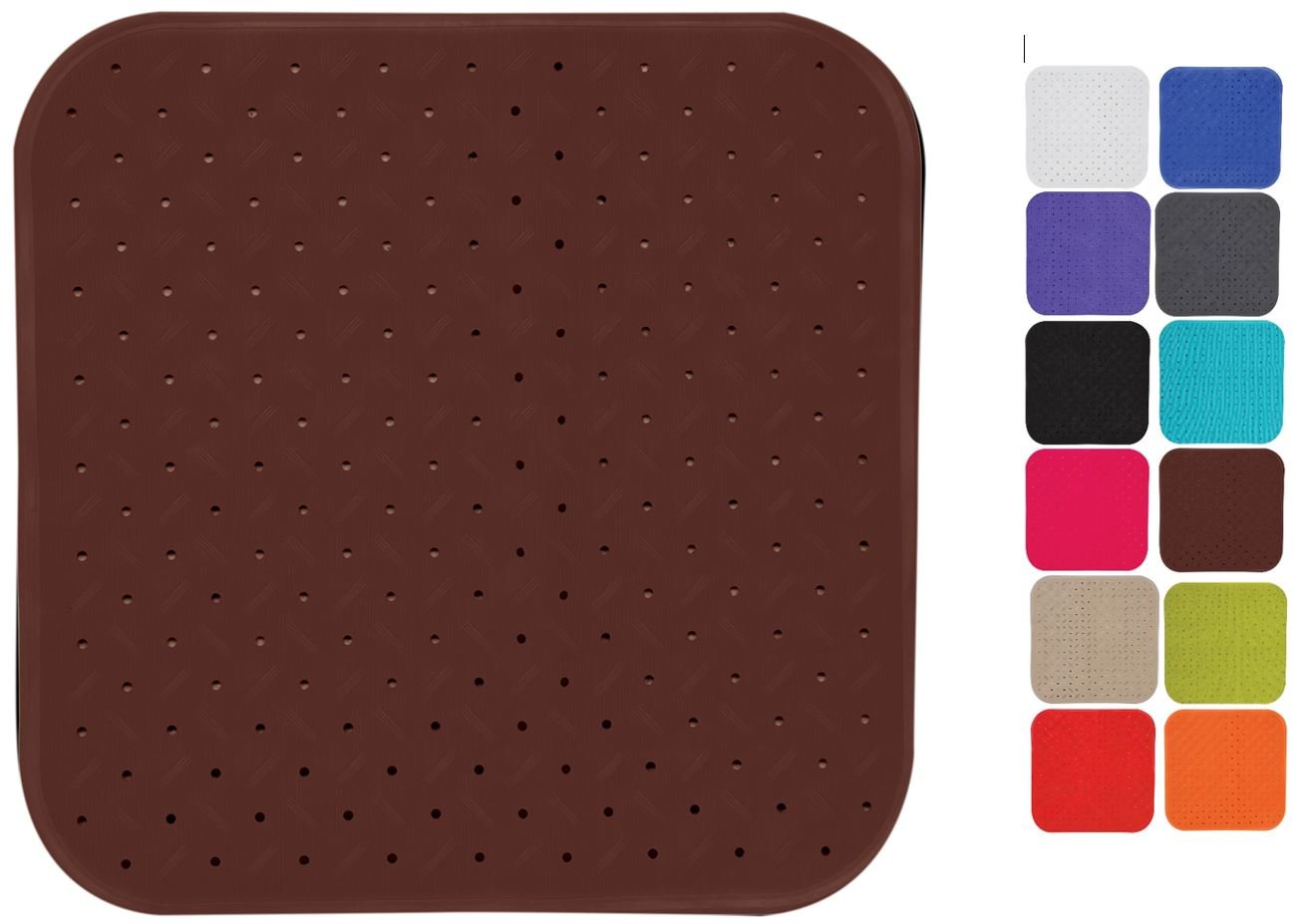 MSV Premium Shower Mat Bath Mat Antibacterial Non-Slip with Suction Cups Brown Rose Scented Approx. 54 x 54 cm Washable at 60 °C Large Brown — image 1