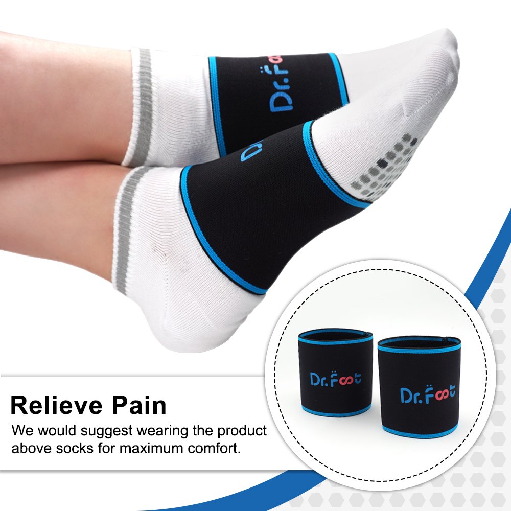 Dr. Foot’s Compression Copper Arch Support Socks, Plantar Fasciitis Braces / Sleeves Relief Pressure for Flat Feet, High Arches and Foot Pain (Large)