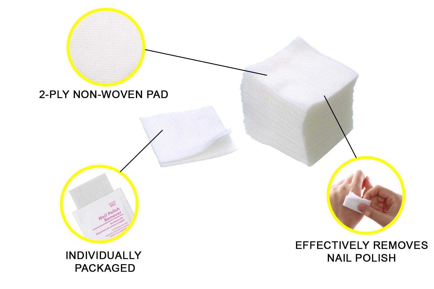 Dukal Nail Polish Remover Pads. Pack of 100 Acetone Free Remover Wipes. 2-ply Saturated Pads. Cleansing Pads. Nail Wipes. Effective and Easy to Use. Individually Packaged. : Beauty