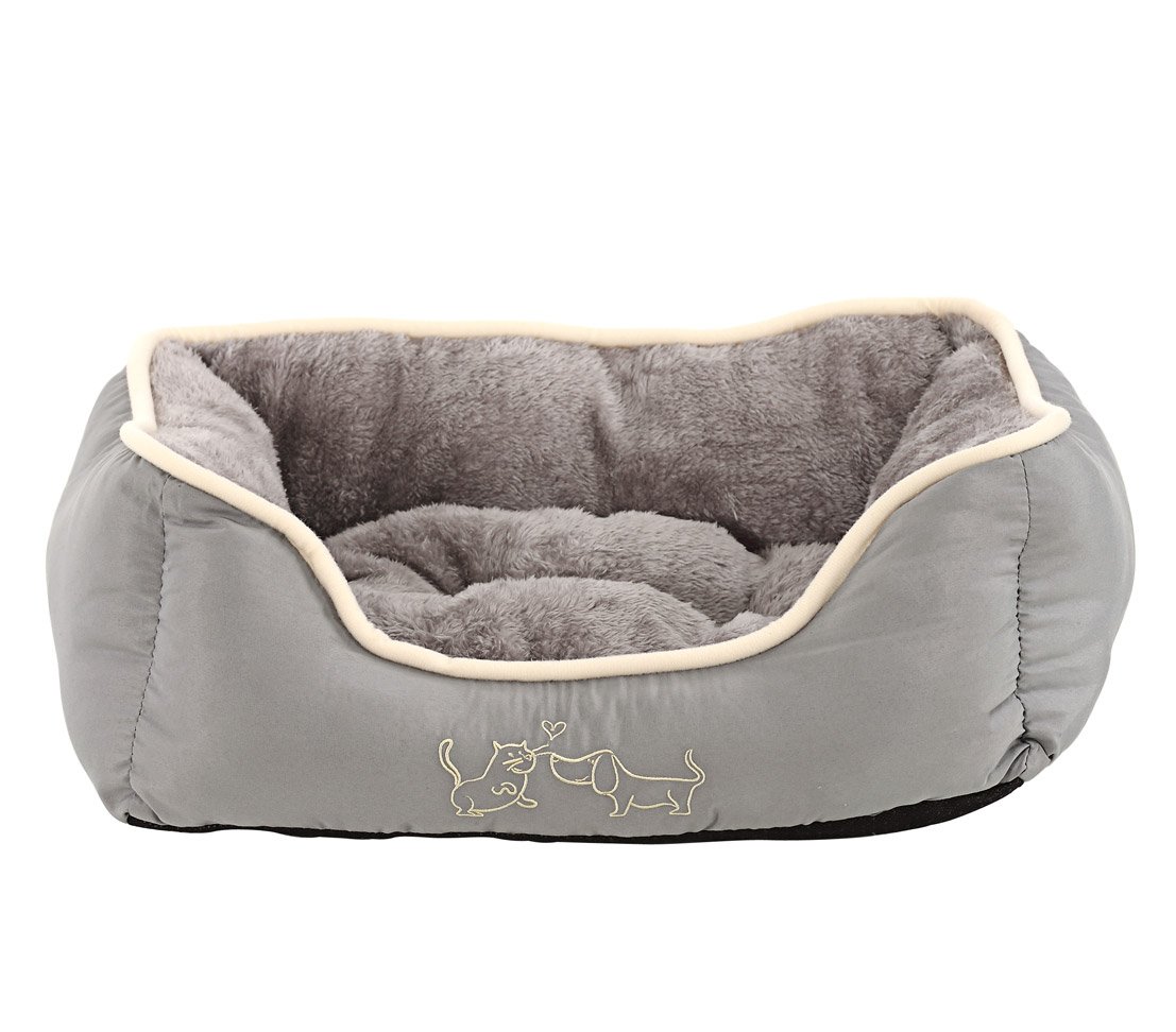 Dehner Sammy Dog Bed and Cat Bed 61 x 48 x 18 cm Polyester Grey