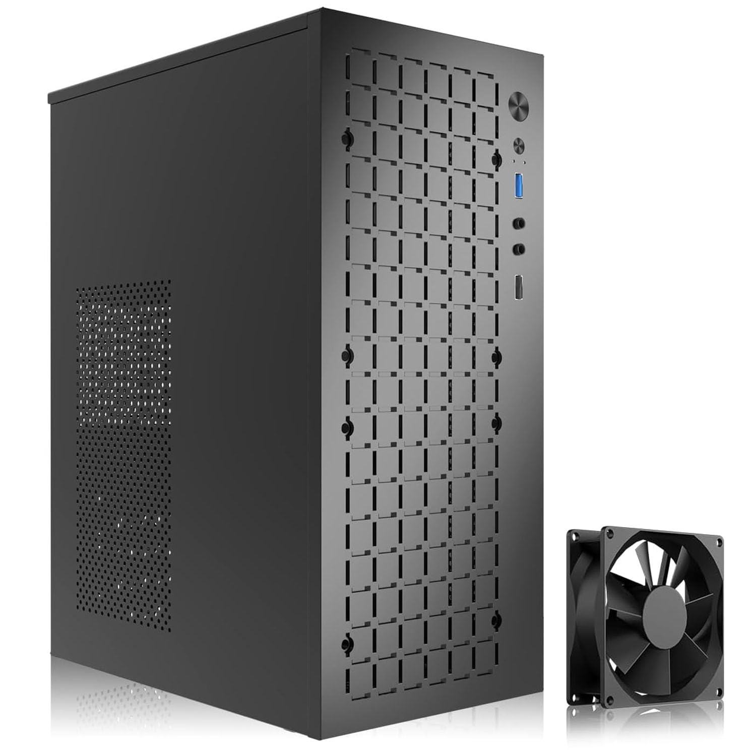 Photo 1 of TGDGAMER Matx Case:High Airflow Micro ATX Case, Support MATX, Mini-ITX, Micro ATX Case Slim with USB3.0x1 I/O Port, Black with 80MM Fans