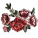 Franterd 2PC DIY Roses Pair Flowers Floral Collar Bouquet Boho Embroidered Appliques Iron-ons Patches Sticker Applique Badge (A, Red)