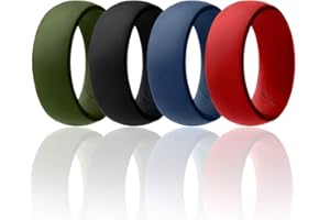 ROQ Silicone Wedding Ring for Men Affordable Silicone Rubber Band, 7 Pack, 4 Pack & Singles - Camo, Metal Look Silver, Black, Grey, Light Grey