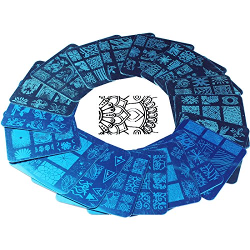 Finger Angel 20 Pcs Mix Design Nail Stamping Template+1 Stamper + 1 Scraper Nail Art Image Stamp Stamping Plates Manicure Template Nail Art Tools (A1-20)