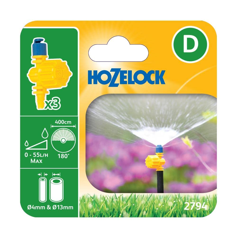 Hozelock 180 Degree Adjustable Micro Jet, 4/13 mm - Pack of 3