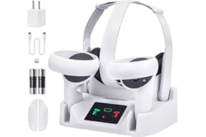 ALCOPANDA Charging Dock for Oculus Quest 2,Magnetic Charging Station for Meta Quest 2 VR Headset & Controllers with 2 Rechargeable Batteries,USB-C Charger and LED Display,Support Elite Strap (not for Quest 3)